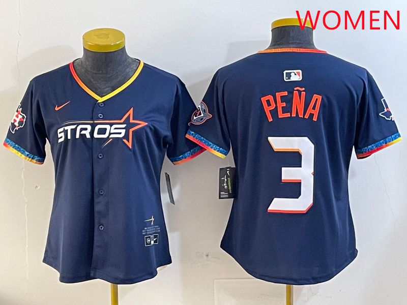 Women Houston Astros #3 Pena Drak Blue Fourth generation Joint Name 2025 Nike MLB Jersey style 1